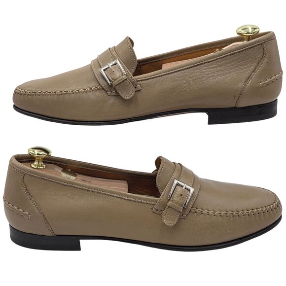 NEW Vintage Bruno Magli Italy Tan Leather Dress Shoes Men 12M Moc Buckle Loafers main image 7